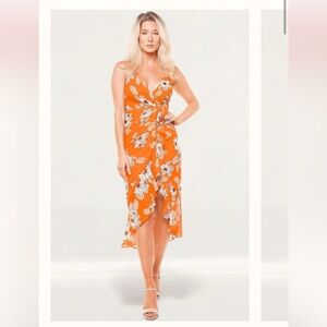 Bardot Orange Poppy Loretta Maxi Dress. Size small. pretty summer floral dress